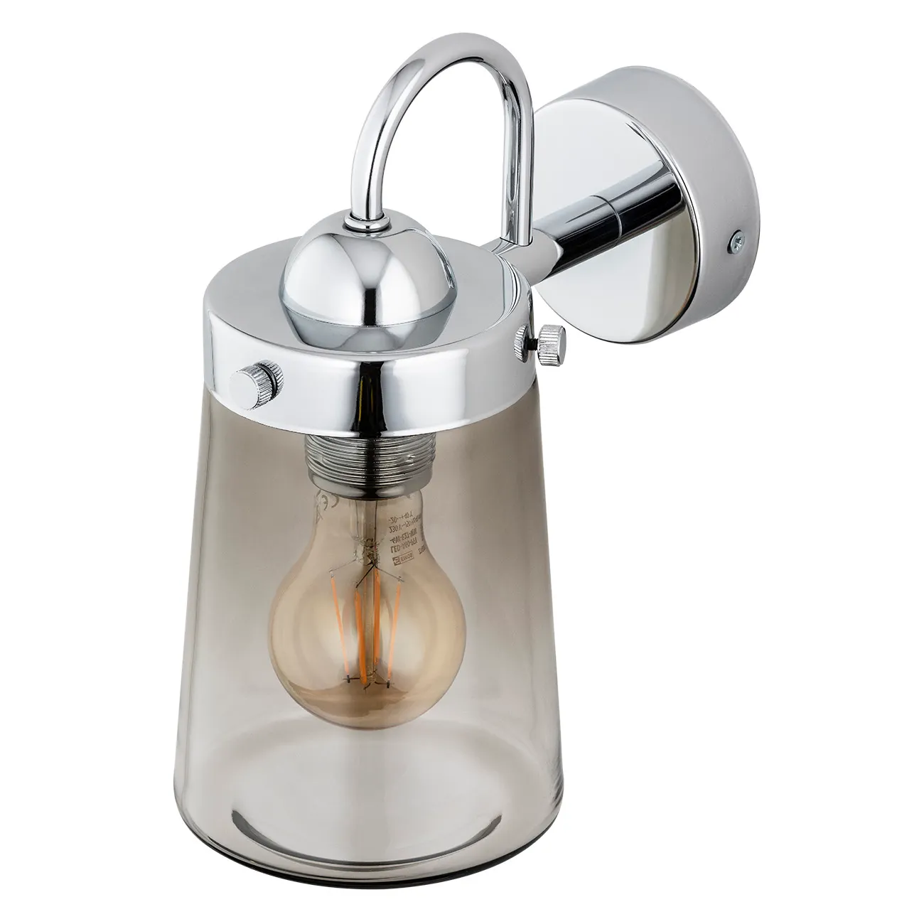 Kinkiet PASADENA metalowy chrom dymione szkło 26x12 cm - 4718