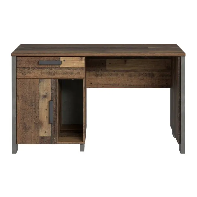 Biurko z szafka i szufladą CLIF 60x126 cm - old wood vintage, beton — zdjęcie 2