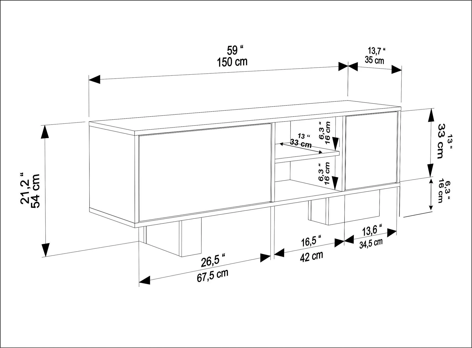 Szafka RTV 2-drzwiowa MONACO 150 cm trawertynowy orzech - ASI_875ZNA5340