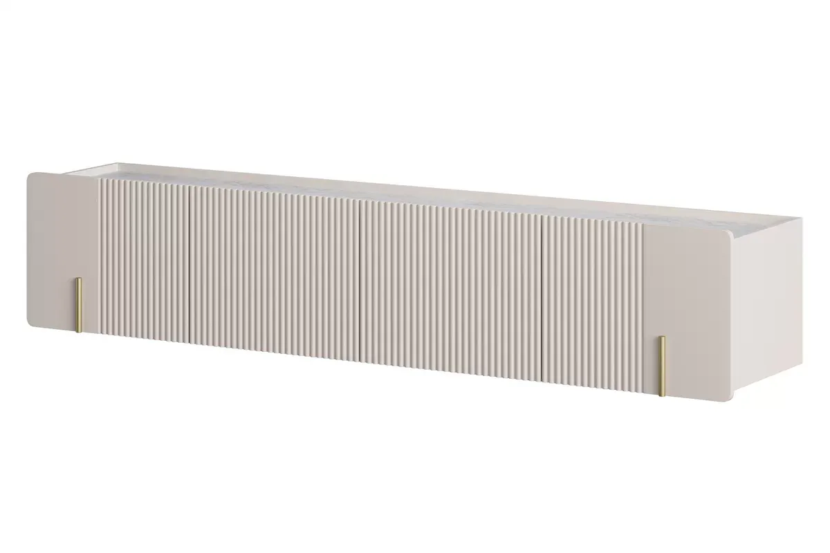 MALMI Szafka RTV 200 2D2SZ - cashmere / crema bianca / wisząca / złote uchwyty