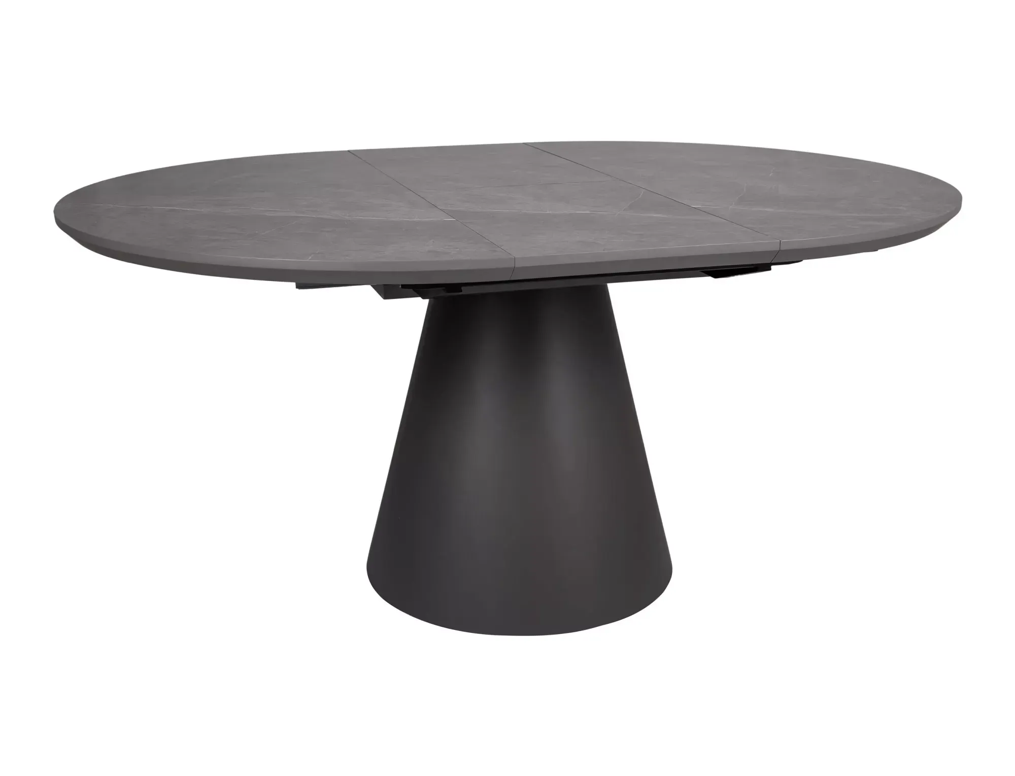 Stół okrągły rozkładany ANGEL II 120x120-160 szary efekt marmuru stelaż czarny - ANGELIISZC120
