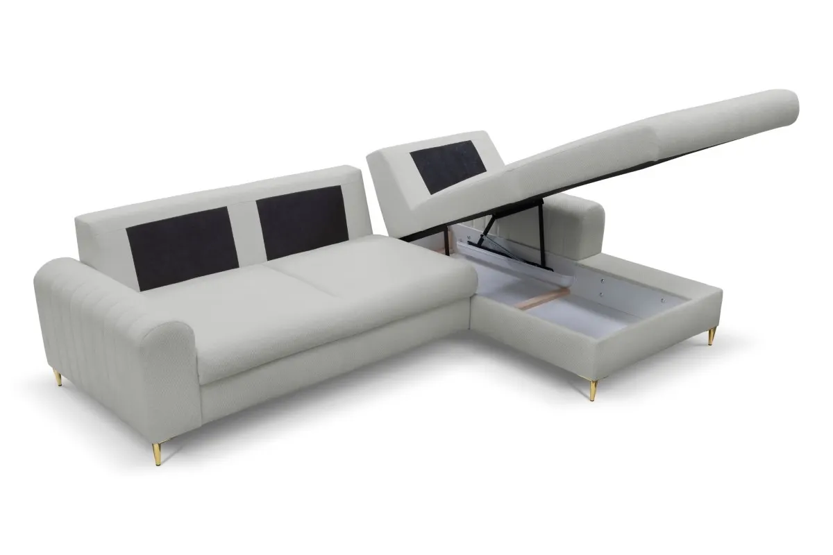 Narożnik rozkładany z pojemnikiem MONACO LOFT 251 cm prawy popielaty