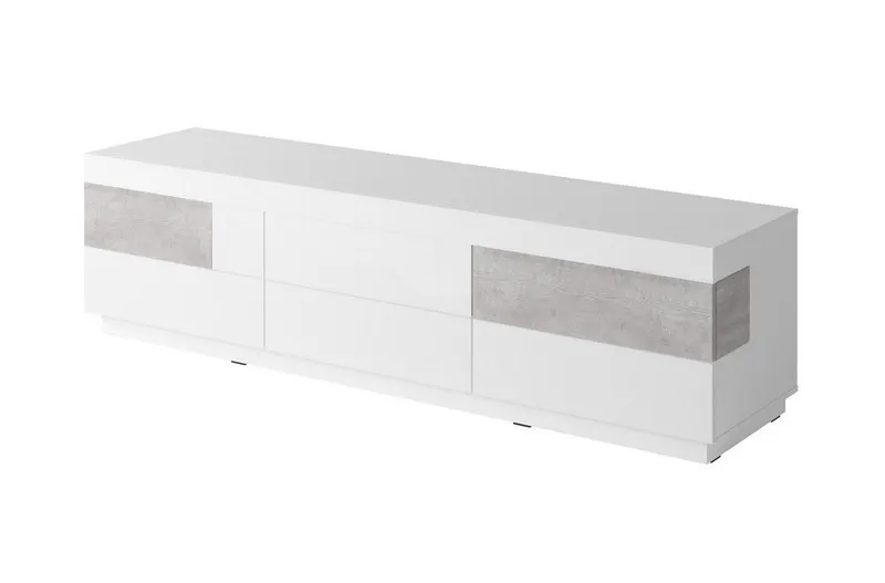 Szafka RTV SILKE 40 biała beton 206x54x50cm — zdjęcie 2