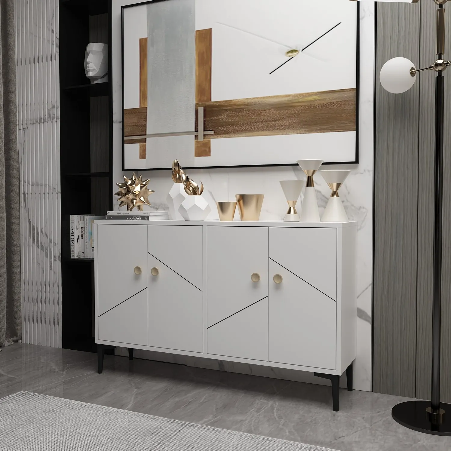 Szafka RTV 4-drzwiowa CRIA 120 cm biała - ASI_327ODS1136