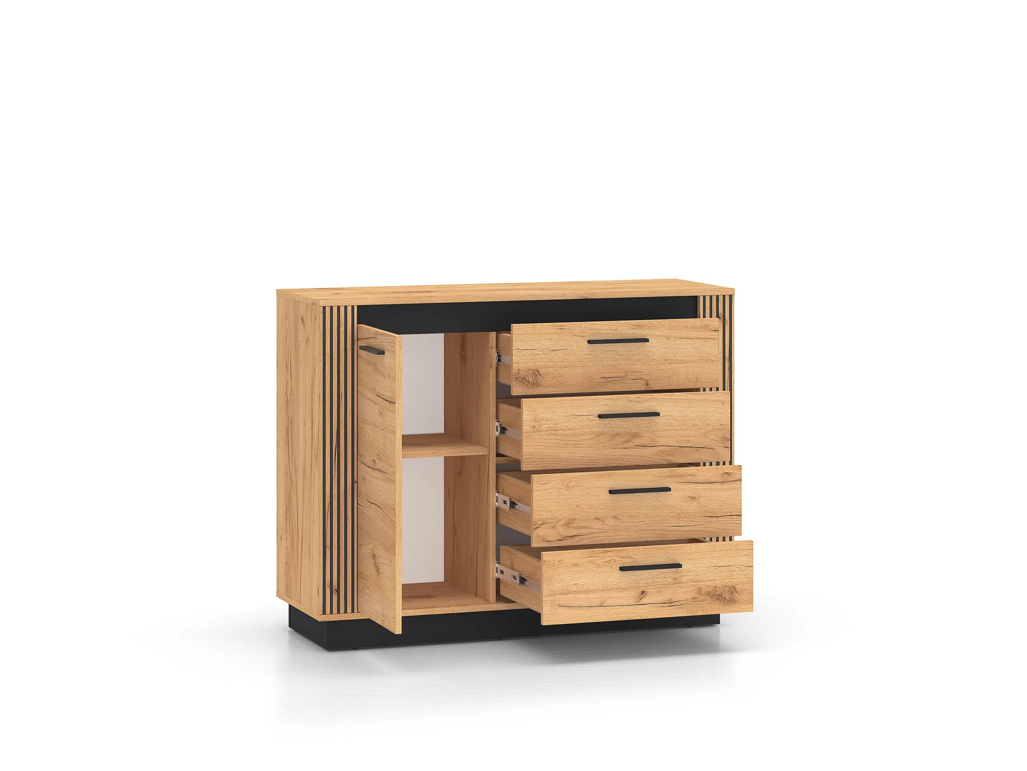 Komoda 1-drzwiowa z 4 szufladami URSO 07 craft złoty, czarny - 1URSO07-001