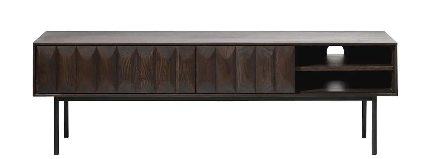 Szafka RTV z 2 szufladami LATINA - ciemny efekt drewna - UN_42083181