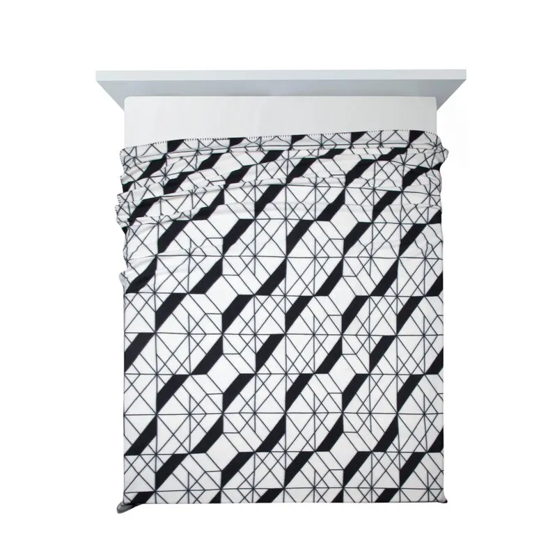 Koc z geometrycznym wzorem D91 GEO 01 150 X 200 CM BEŻOWY, Czarny — zdjęcie 5
