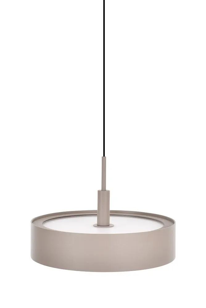 lampa wisząca, oświetlenie sufitowe, korpus metalowy, kolor beżowy, minimalizm