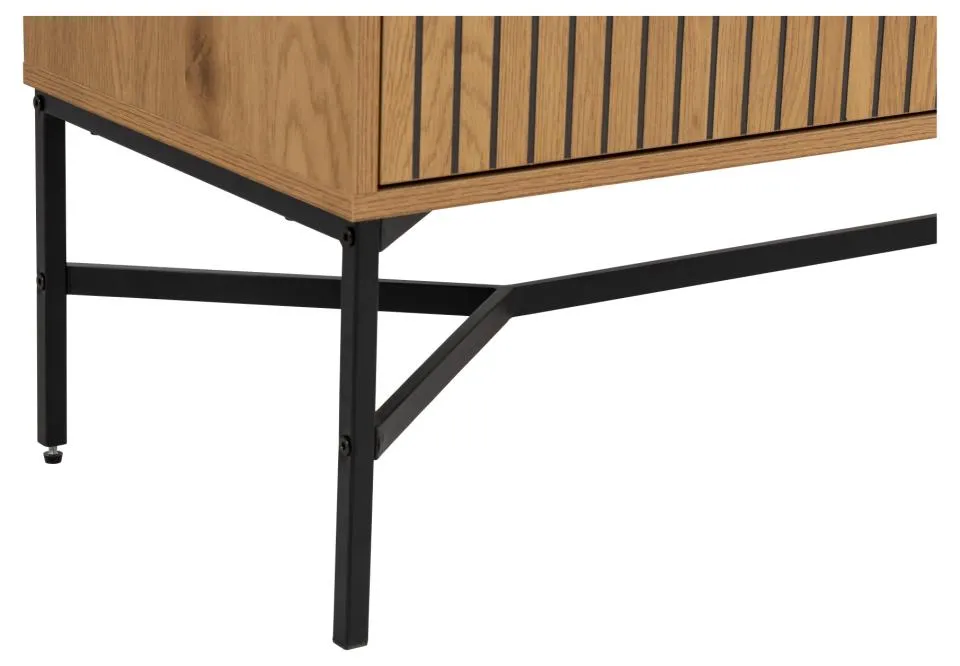 Szafka RTV 2-drzwiowa z 1 szufladą SEUL 180x40x70 Naturalny- lamele - H000022087