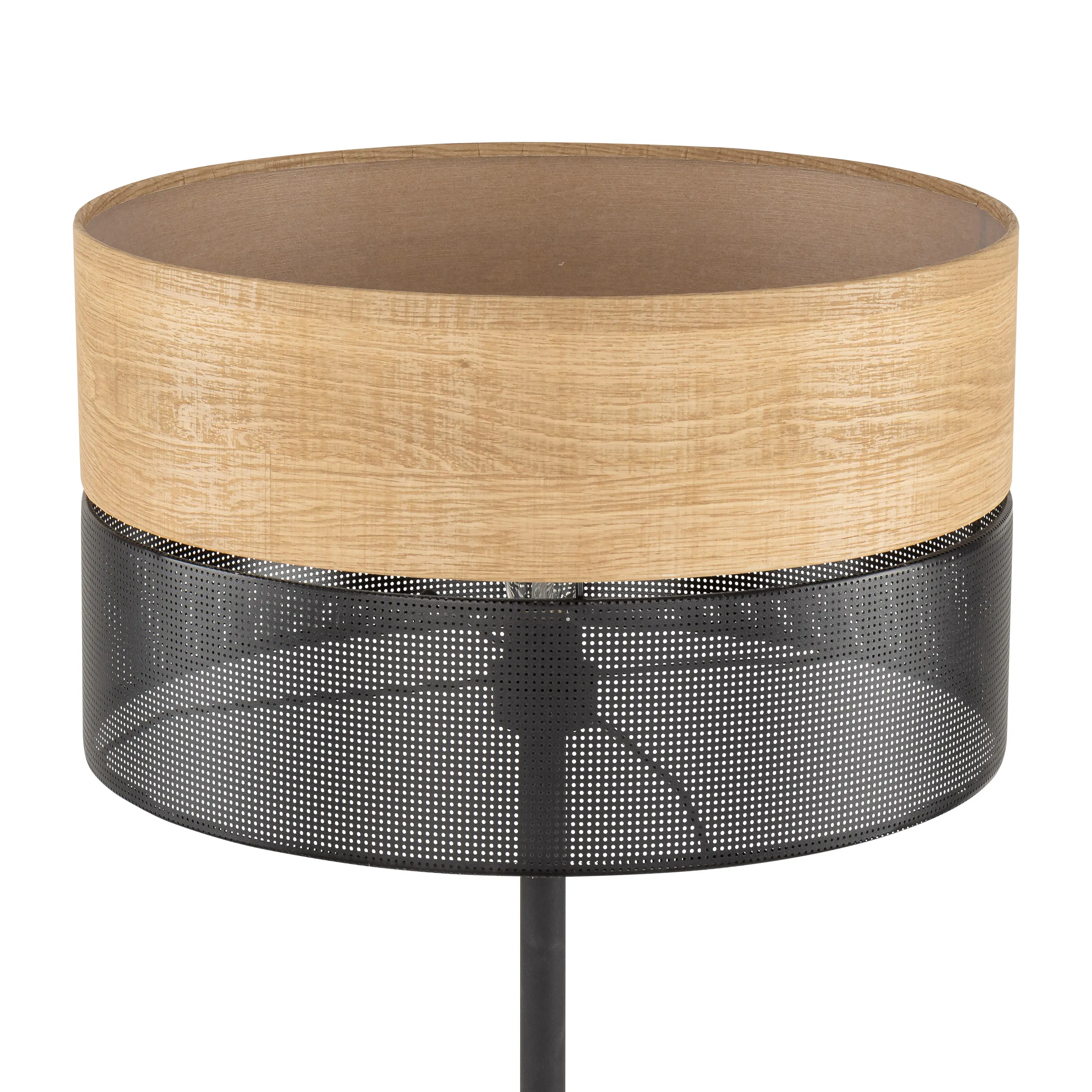 Lampa podłogowa NICOL czarna metalowa z drewnianym elementem 159x50cm - TK_5123