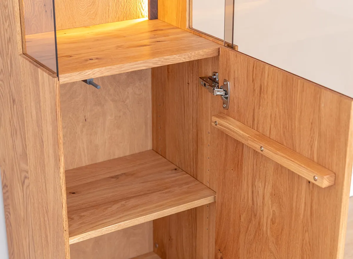 Witryna wąska dębowa COLLODI prawa z oświetleniem - dąb olejowany - ZICOL01P