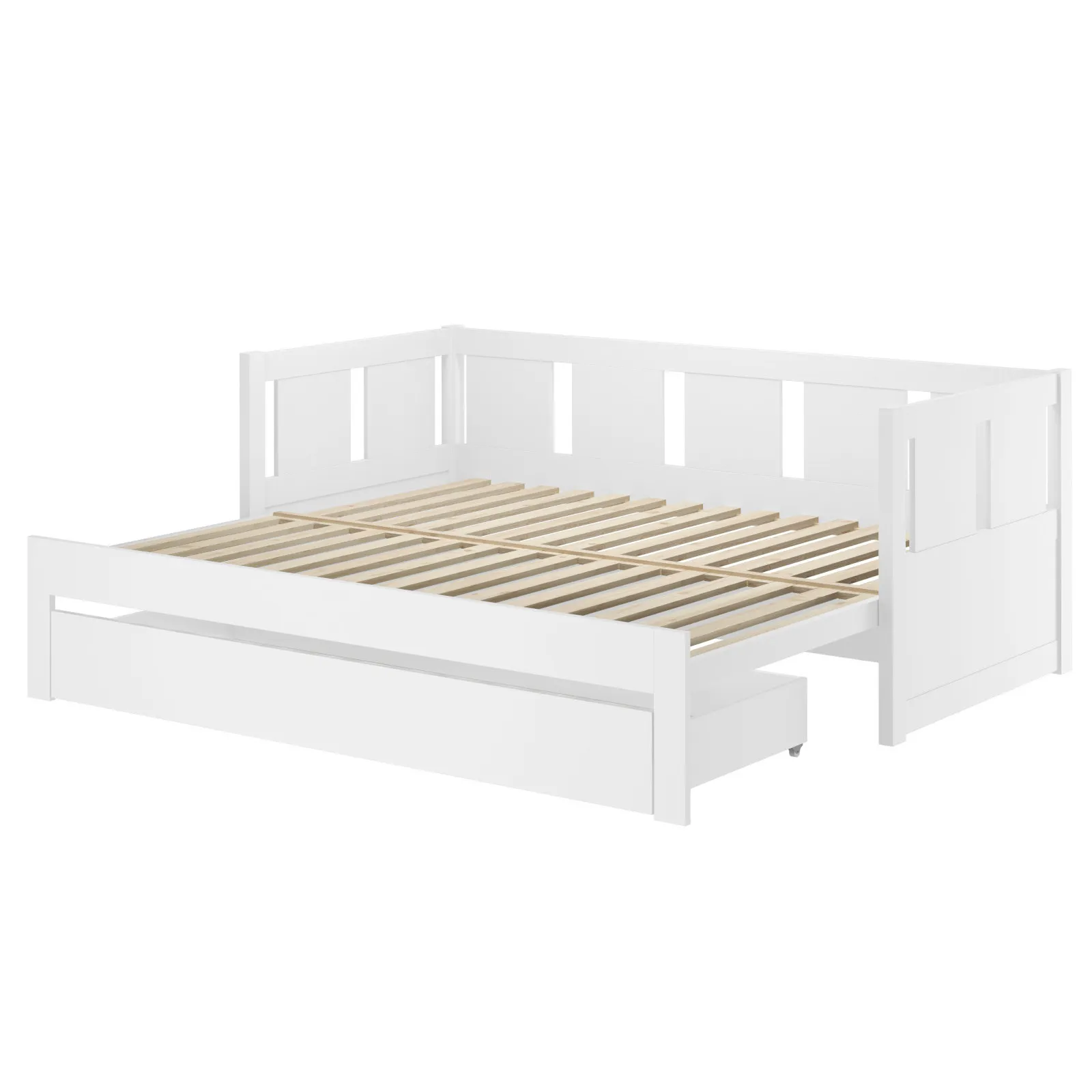 Łóżko drewniane rozkładane MOON 90x200 z oparciem białe - LMOONBIA90