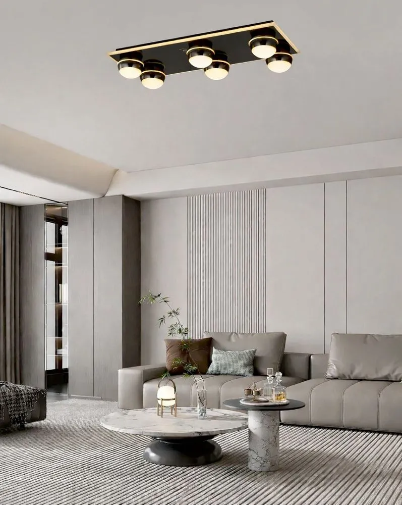 Plafon prostokątny BIARRITZ 6 LED czarny chrom — zdjęcie 2