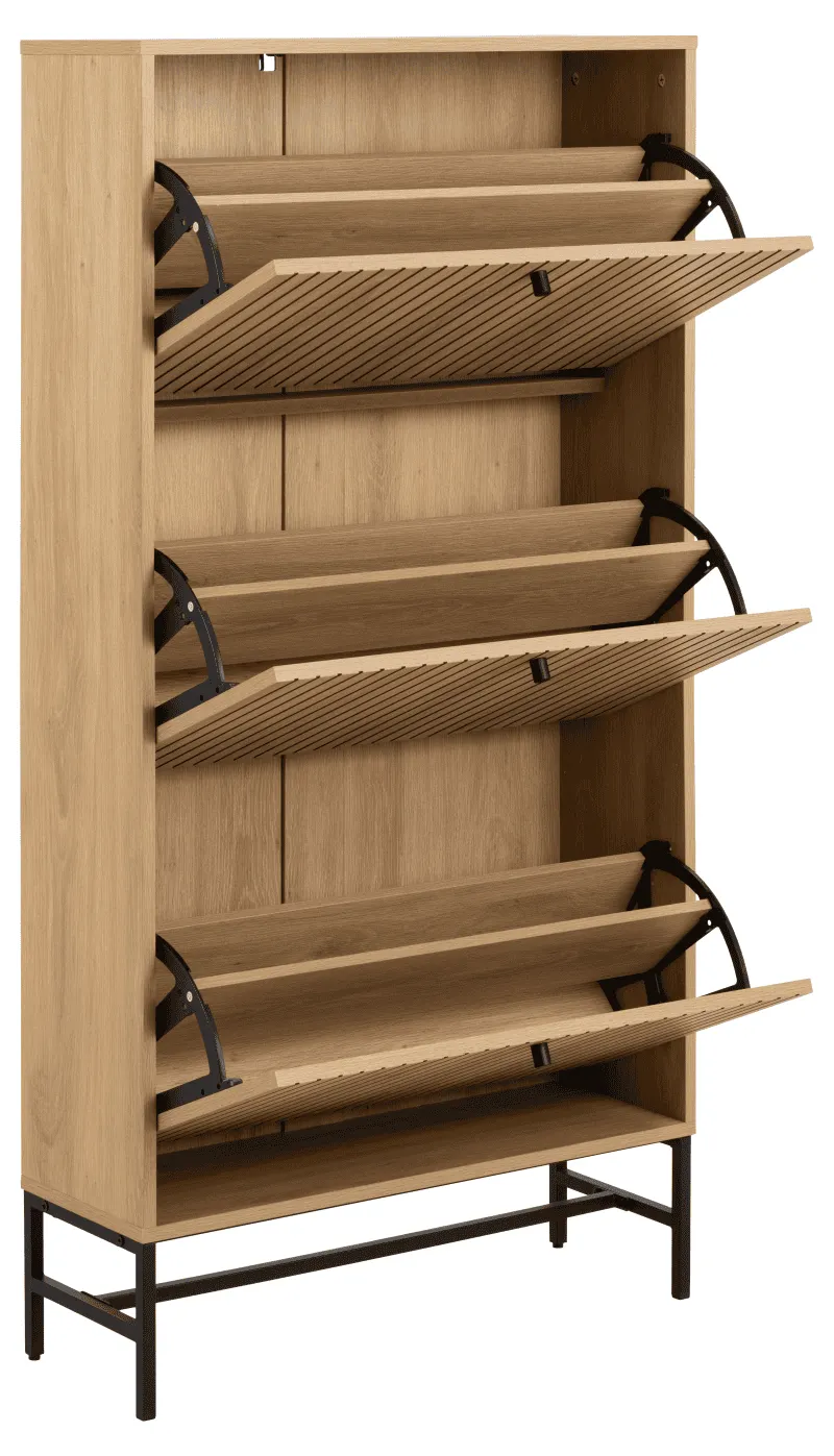 Szafka na buty 3-drzwiowa ALBANY 1 efekt drewna 72x25x140 - H000023790