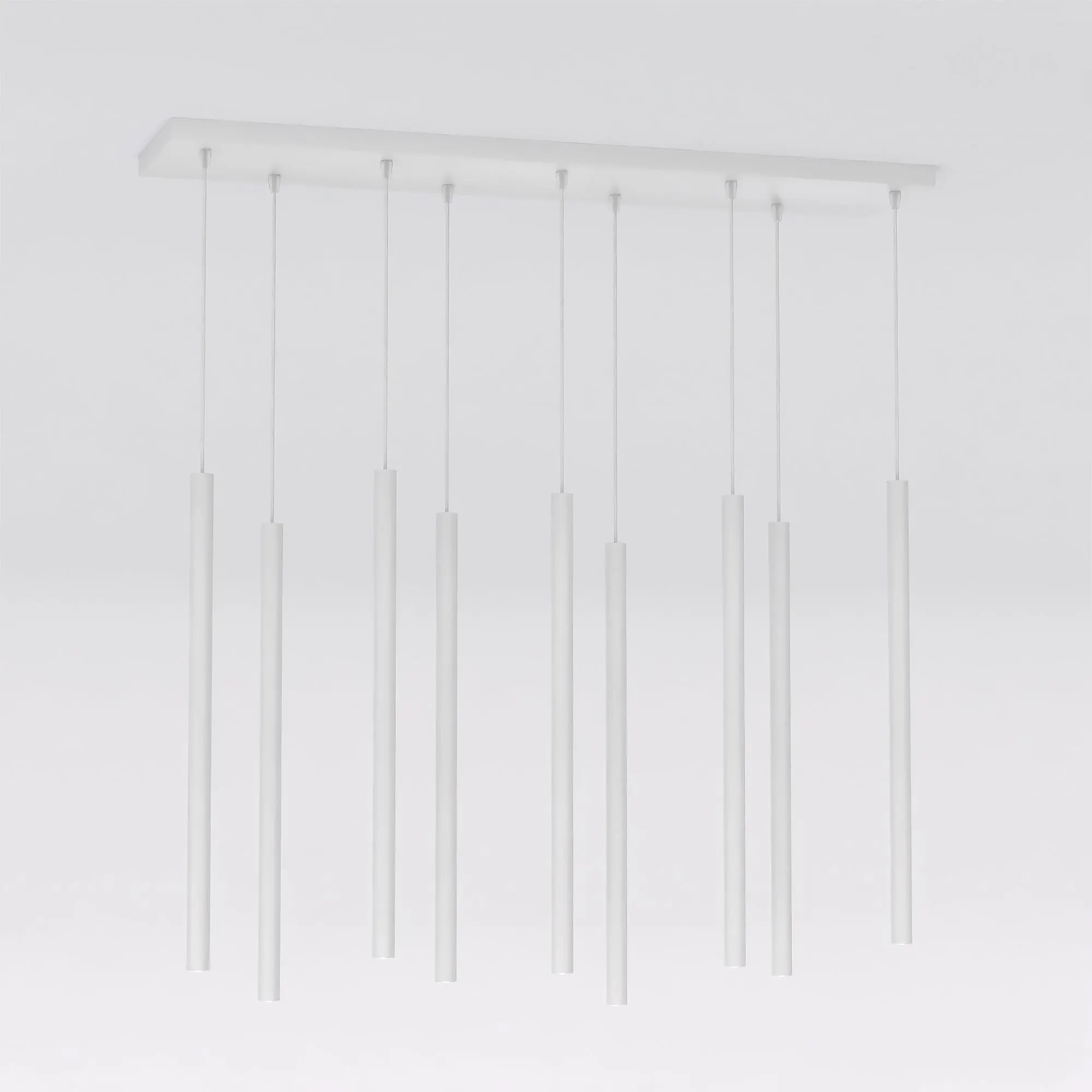 lampa wisząca, pendant light, podłużne cylindry, biała, oświetlenie