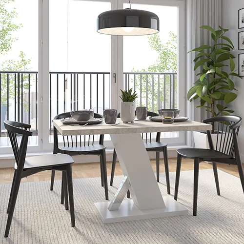 Stół na podstawie TORRE 90x138 beton jasny biały - INT_5002235