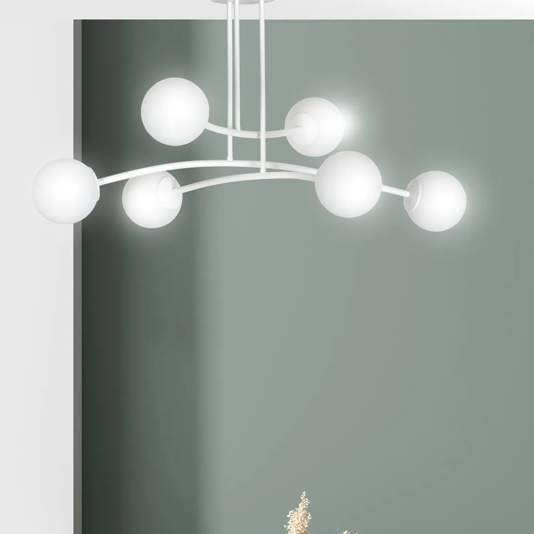 image lampa wisząca, kuleczki, minimalistyczny, biała, kontrastowy