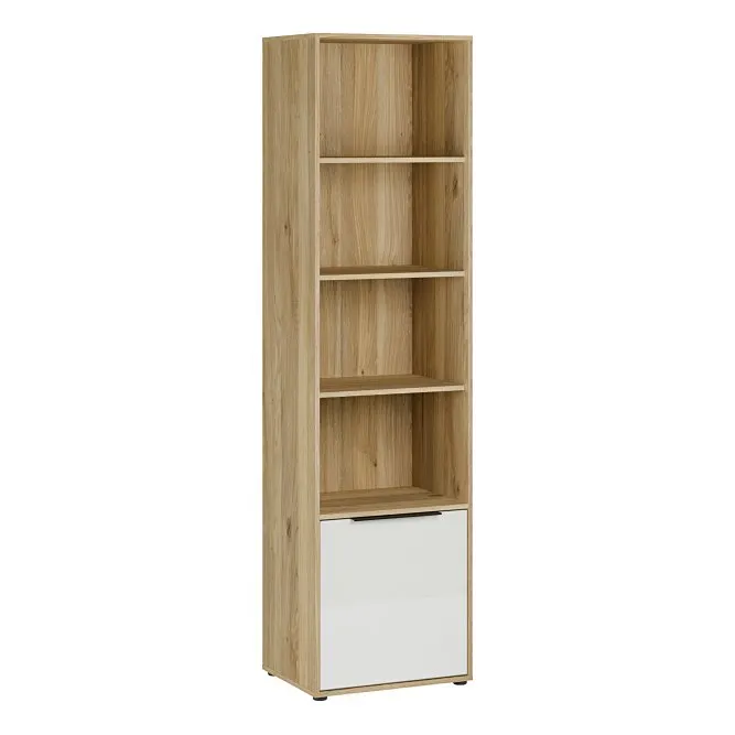 Regał L/P ORKNEY z szafką 53 cm dąb mauvella biały