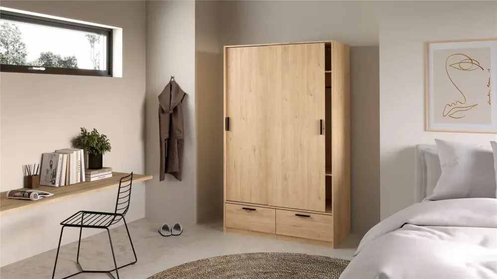 Szafa 2-drzwiowa z 2 szufladami LINE 120 cm Jackson Hickory - TV_74324HLHL