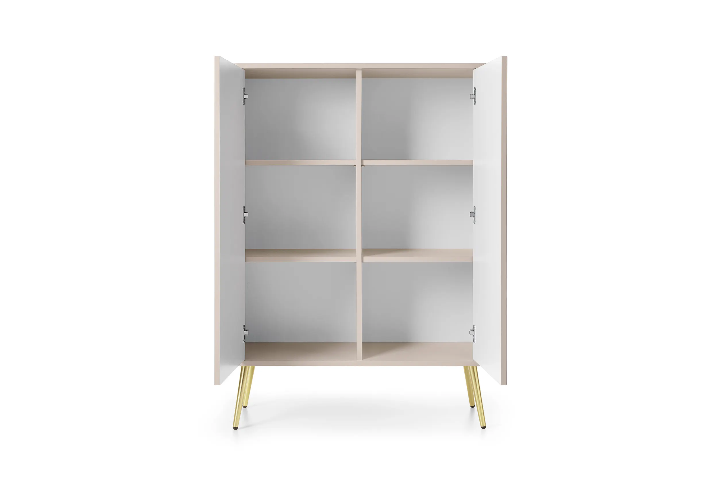 Komoda wysoka 2-drzwiowa ZOVA frezowane fronty, cashmere, złoty - ZOVA_K103_CASHZL