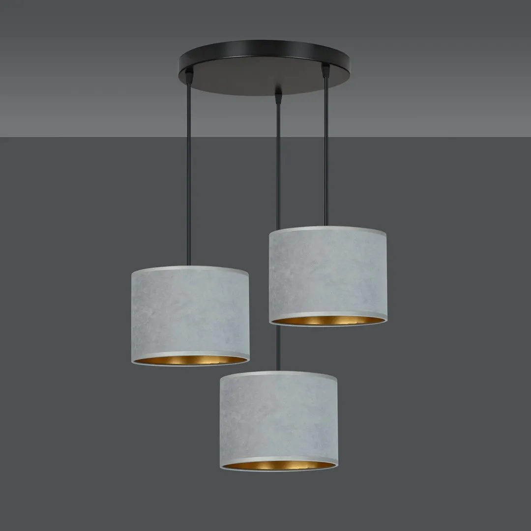 Lampa wisząca HILDE 3 PREM czarny szary — zdjęcie 3
