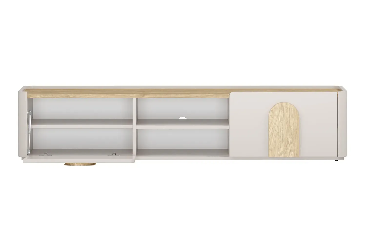 Szafka RTV z klapą i szufladą AMILIO 170 - cashmere dąb olejowany uchwyty dąb jasny - B_169222