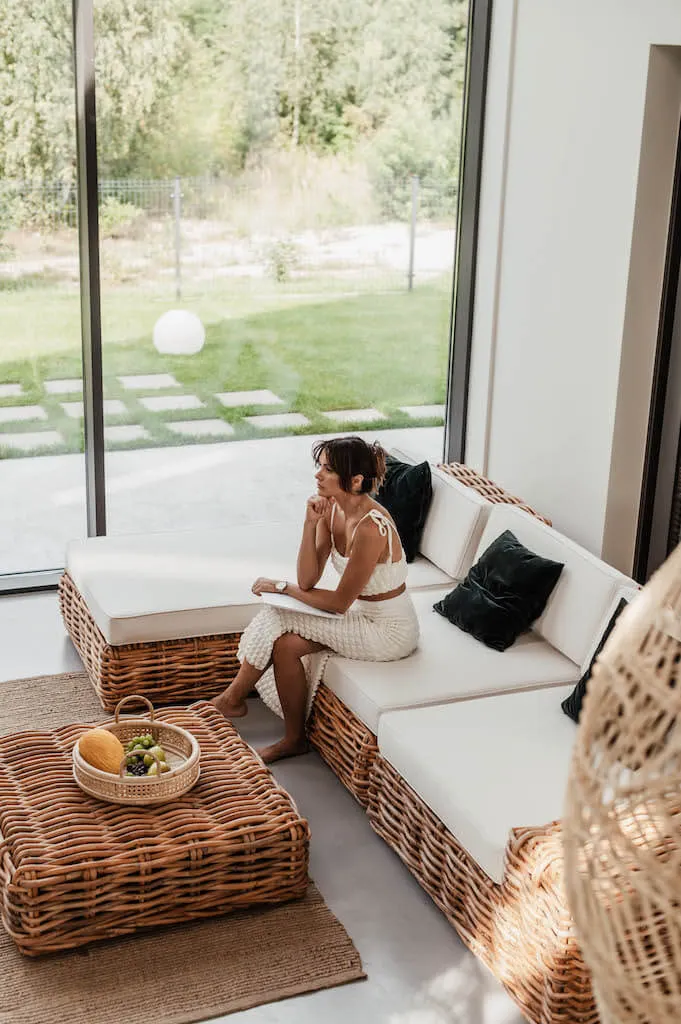 Sofa INKA PRAWA rattanowa 340x200 Naturalny - MNMH5IN