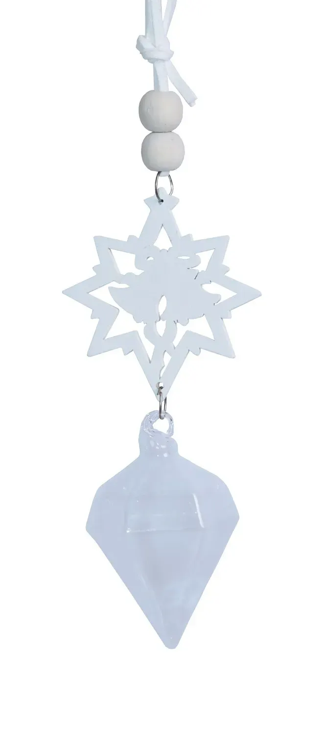 Zawieszka szklana Z GWIAZDKĄ mała biała Zawieszka szklana Z GWIAZDKĄ mała biała