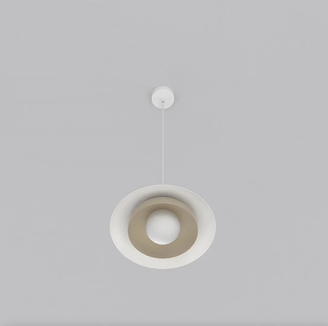 lampa wisząca, poziomica, okrągły design, kolor neutralny, lampka sufitowa