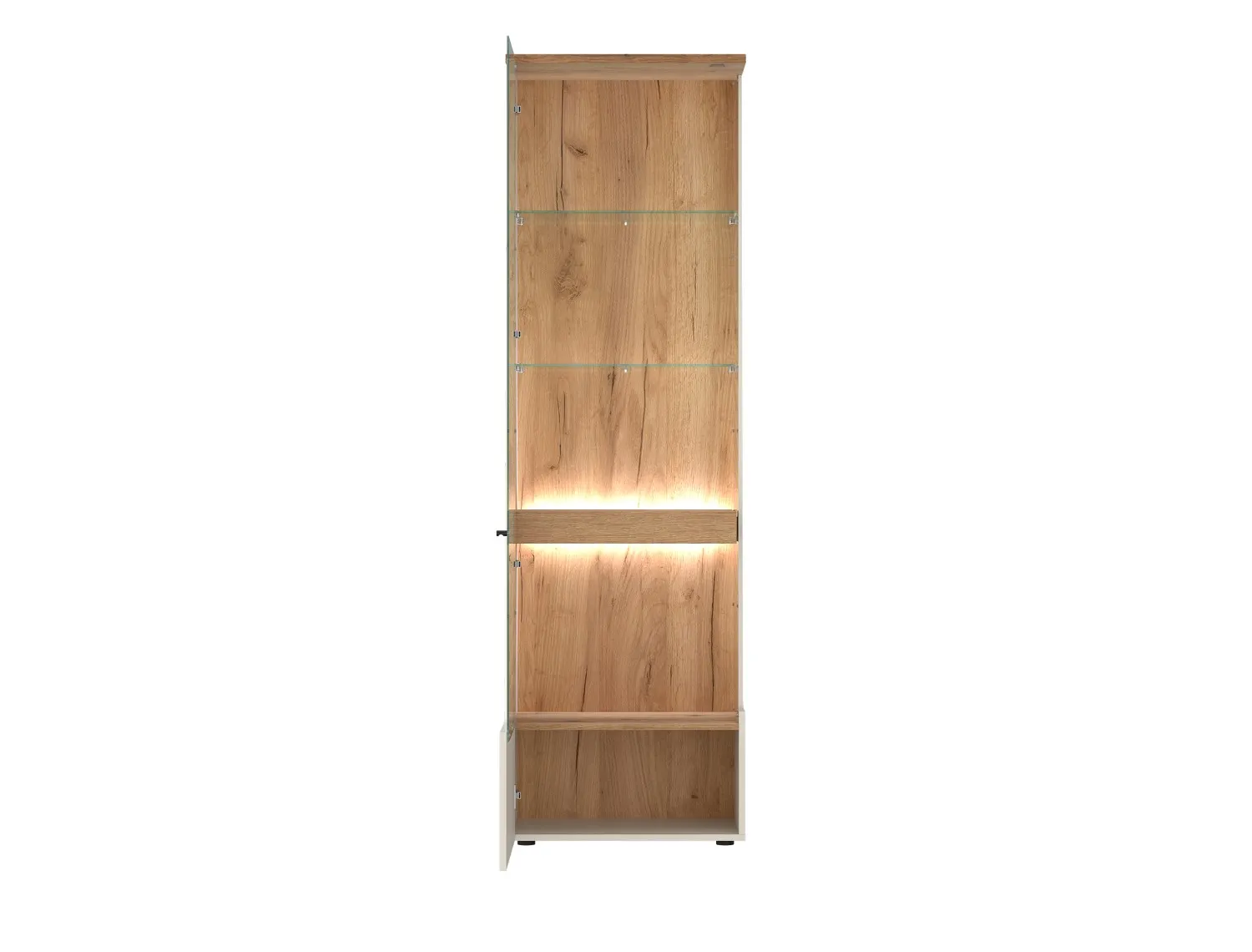 Witryna 1-drzwiowa szklana CUT OUT 60x198 lewa kaszmir/dąb coast evoke