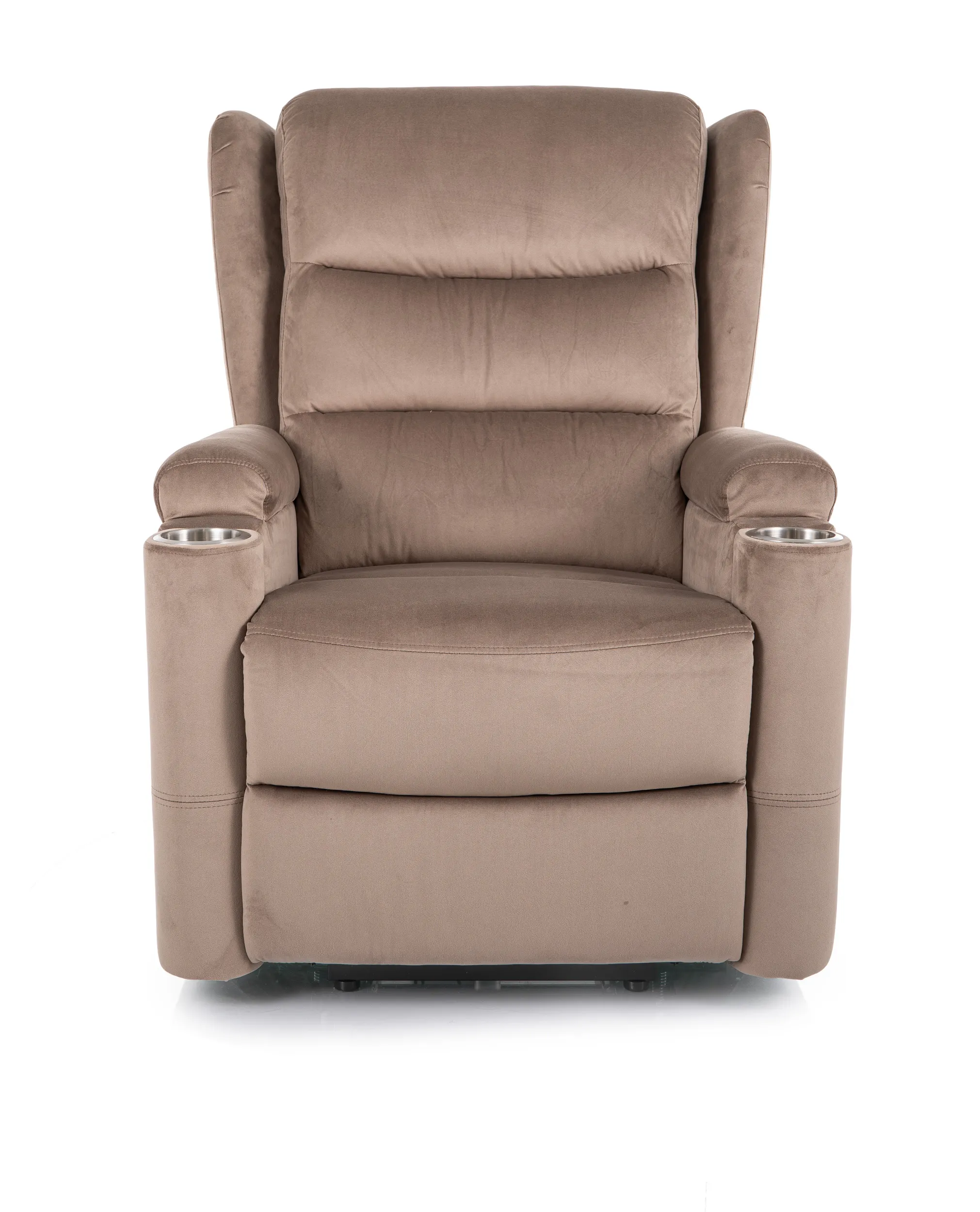 Fotel elektryczny rozkładany MINOS VELVET Bluvel 40 z funkcją pionizacji ciemnobeżowy - MINOSVCBE