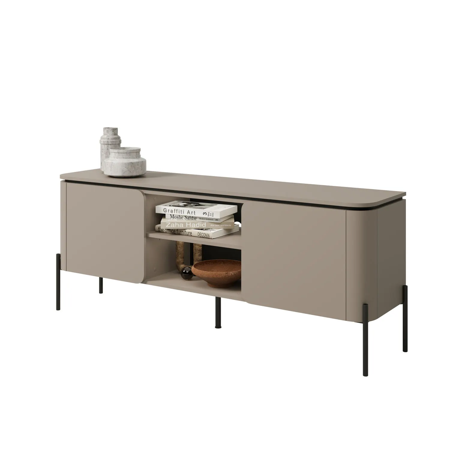 Komoda RTV 2-drzwiowa z półkami BELLO 163 cm congo - 24COOB40