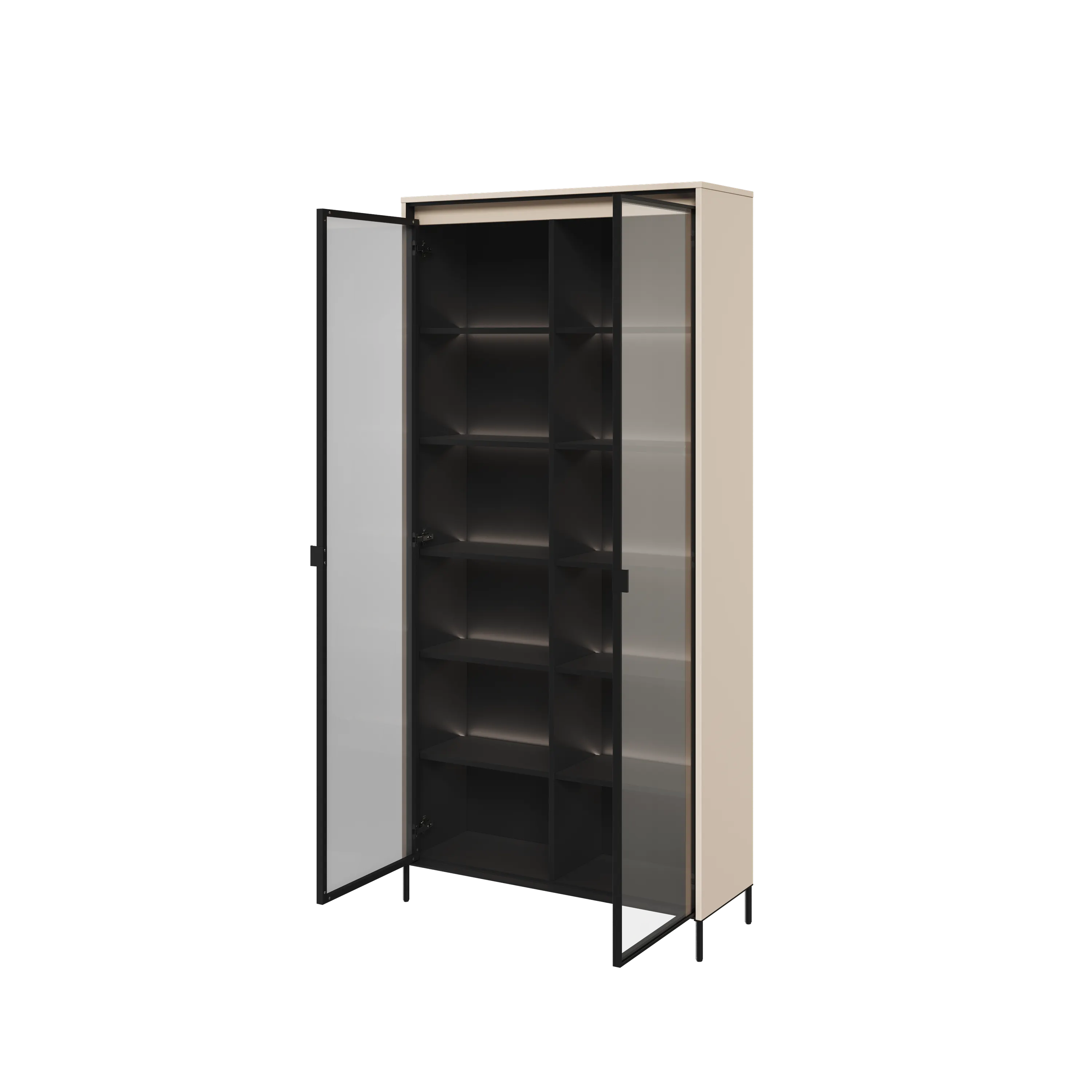 Witryna z oświetleniem TREND TR-07 2D beż piaskowy/czarny - TR7BPC-V2