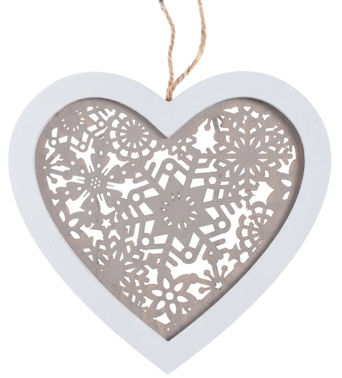 Zawieszka drewniana SERCE biało-beżowa Zawieszka drewniana SERCE biało-beżowa
