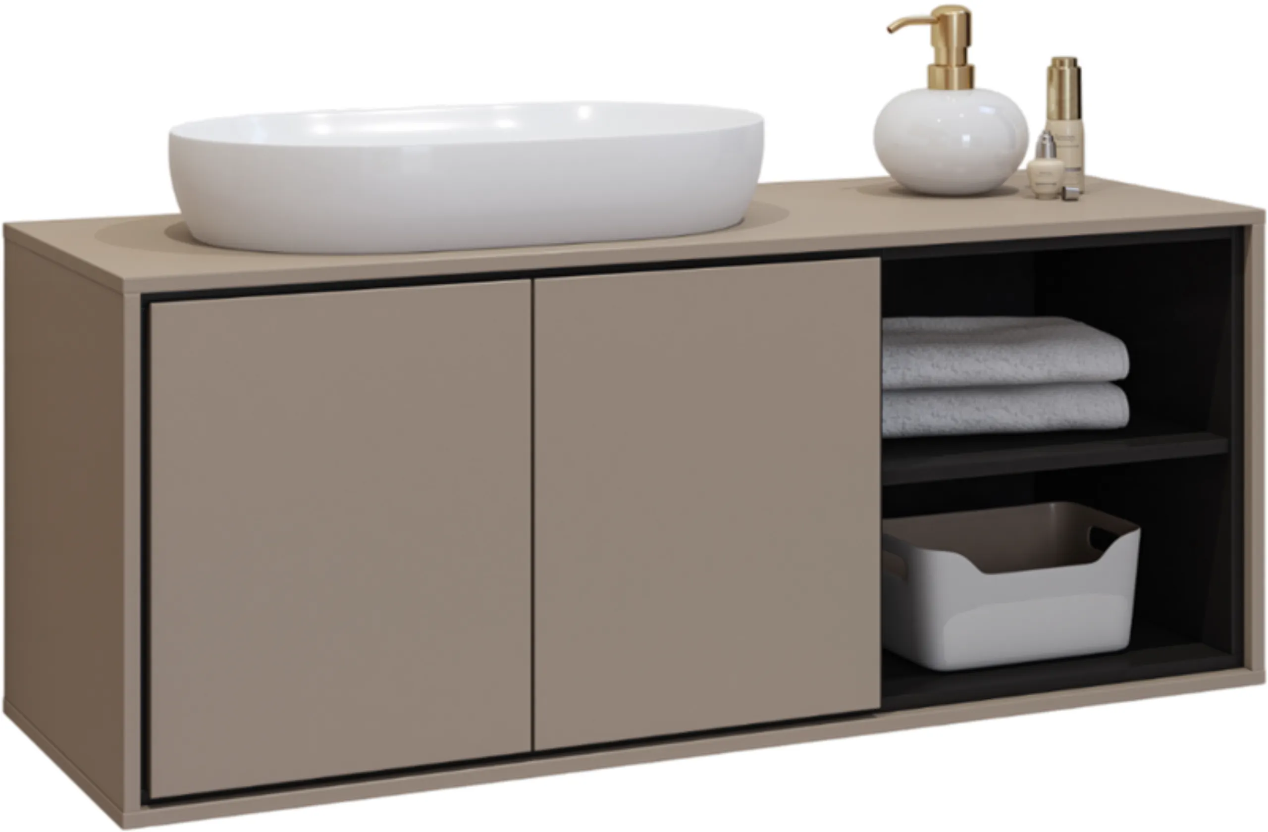 Szafka pod umywalkę IRVINE 2-drzwiowa z regałem 120cm - congo, czarny - 30CWNP60