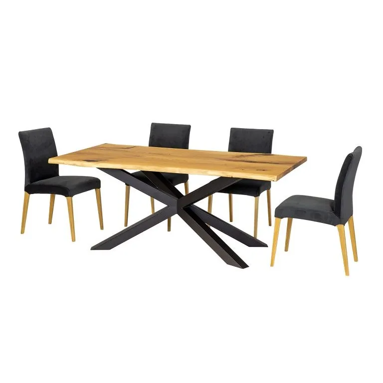 Stół metalowo - dębowy 90x140 ST388 naturalny DREWMAX — zdjęcie 6