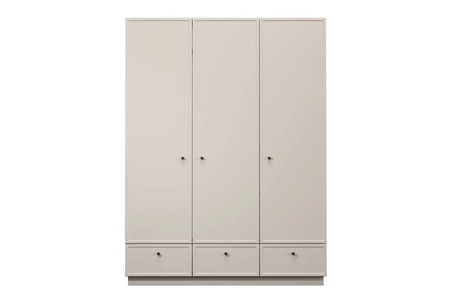 Szafa 3-drzwiowa z 3 szufladami LORINI 150 - cashmere gałka czarna cokół - B_166713