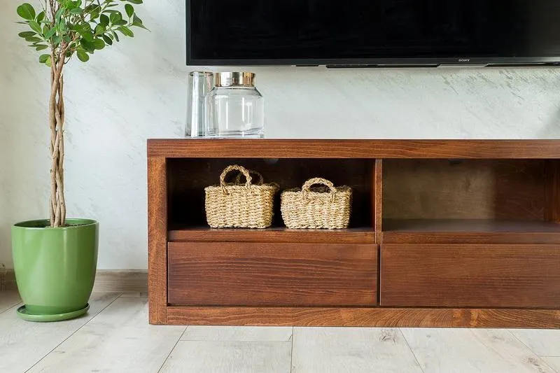 Szafka RTV dębowa RV302 Kakao DREWMAX - 32606