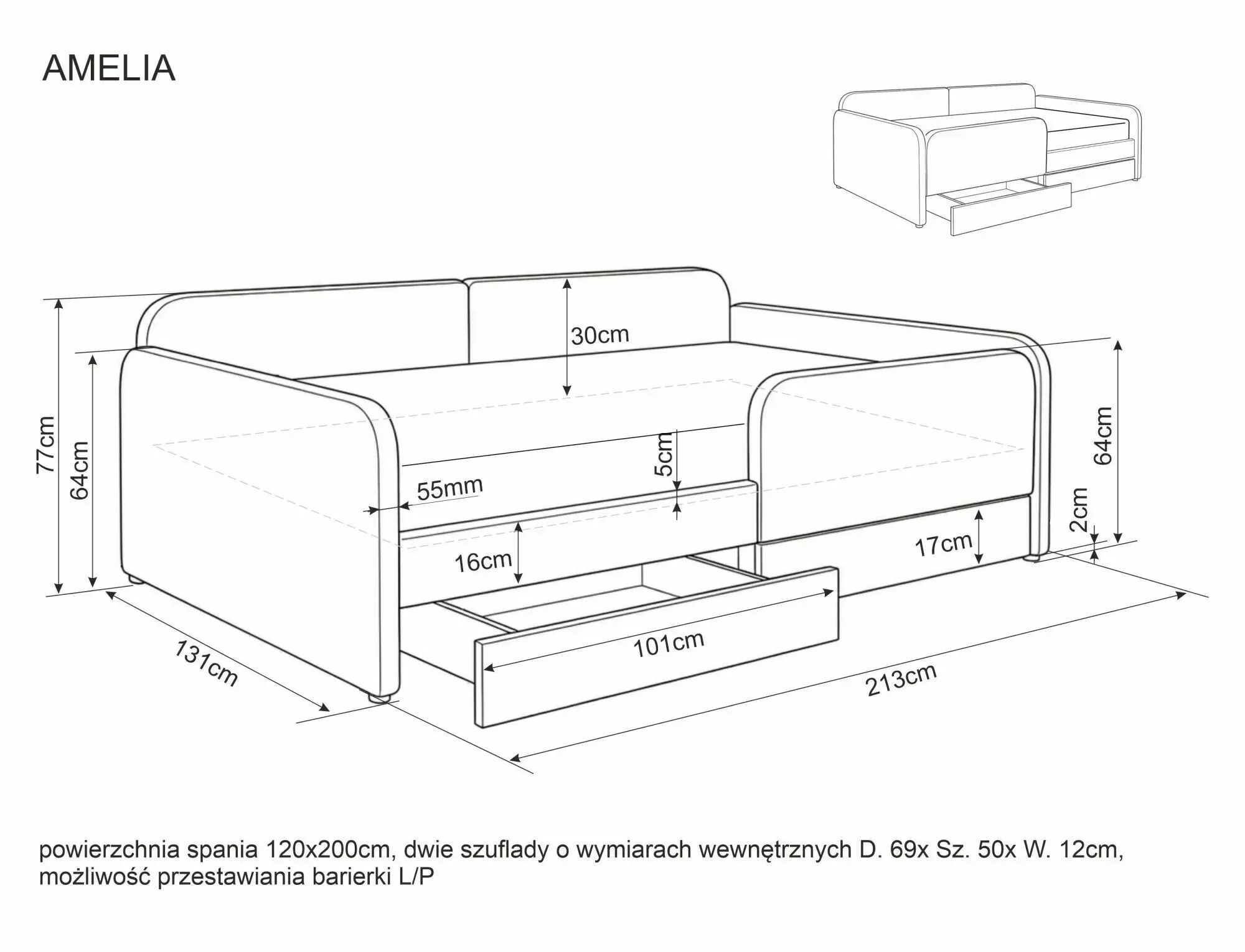 image sofa, sofa-bed, drawer, storage, dimensions