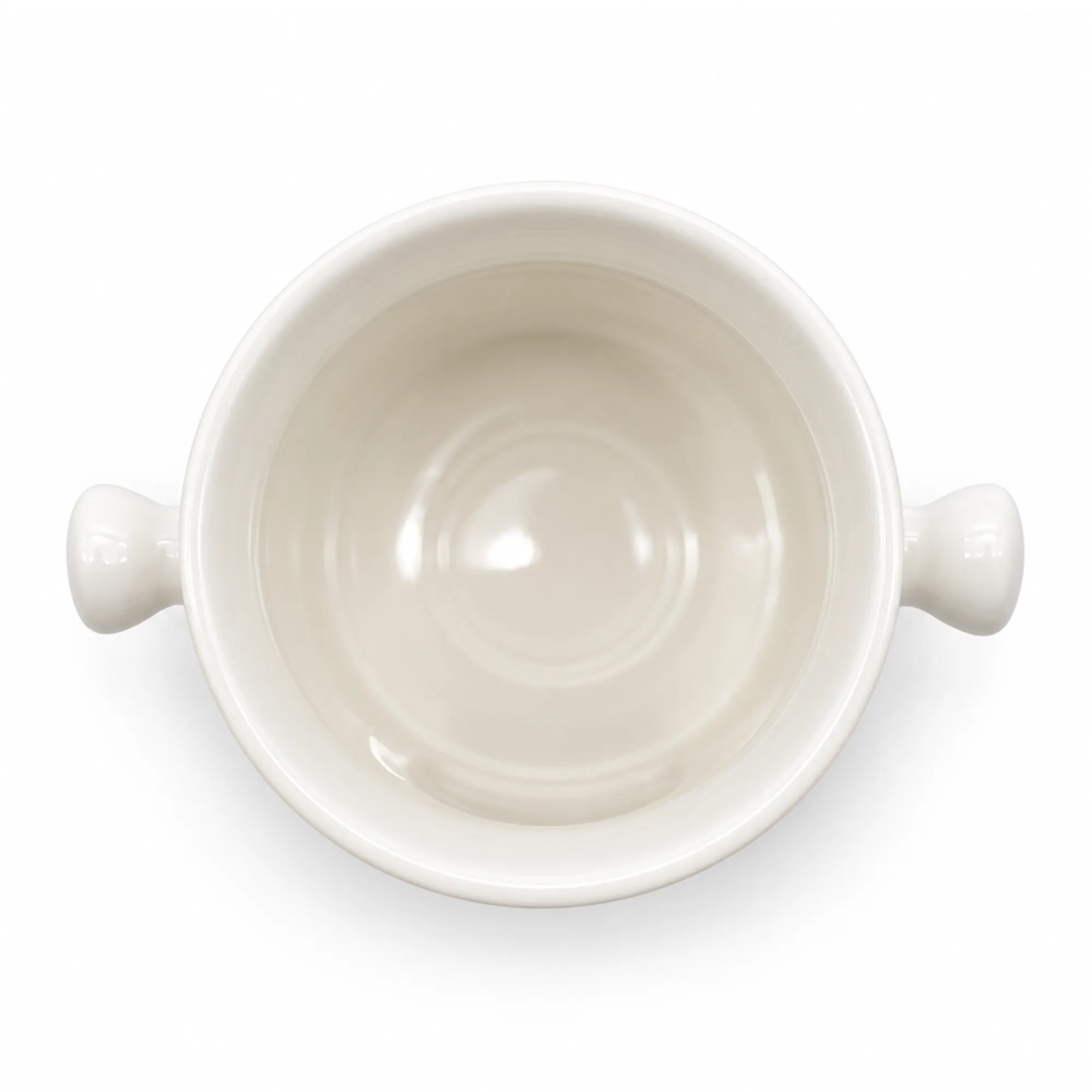 image Ceramic bowl, kremowy, dwa uchwyty, okrągły, płytka miska