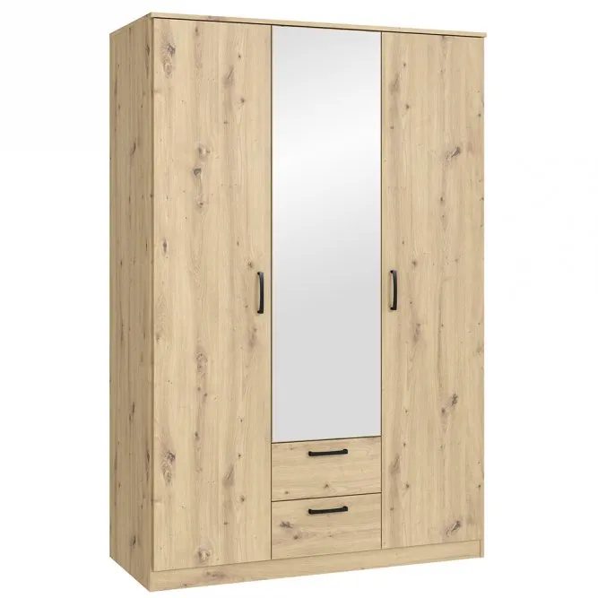 Szafa ubraniowa z lustrem NIKO 122 cm NIKS82-D78 Dąb Artisan