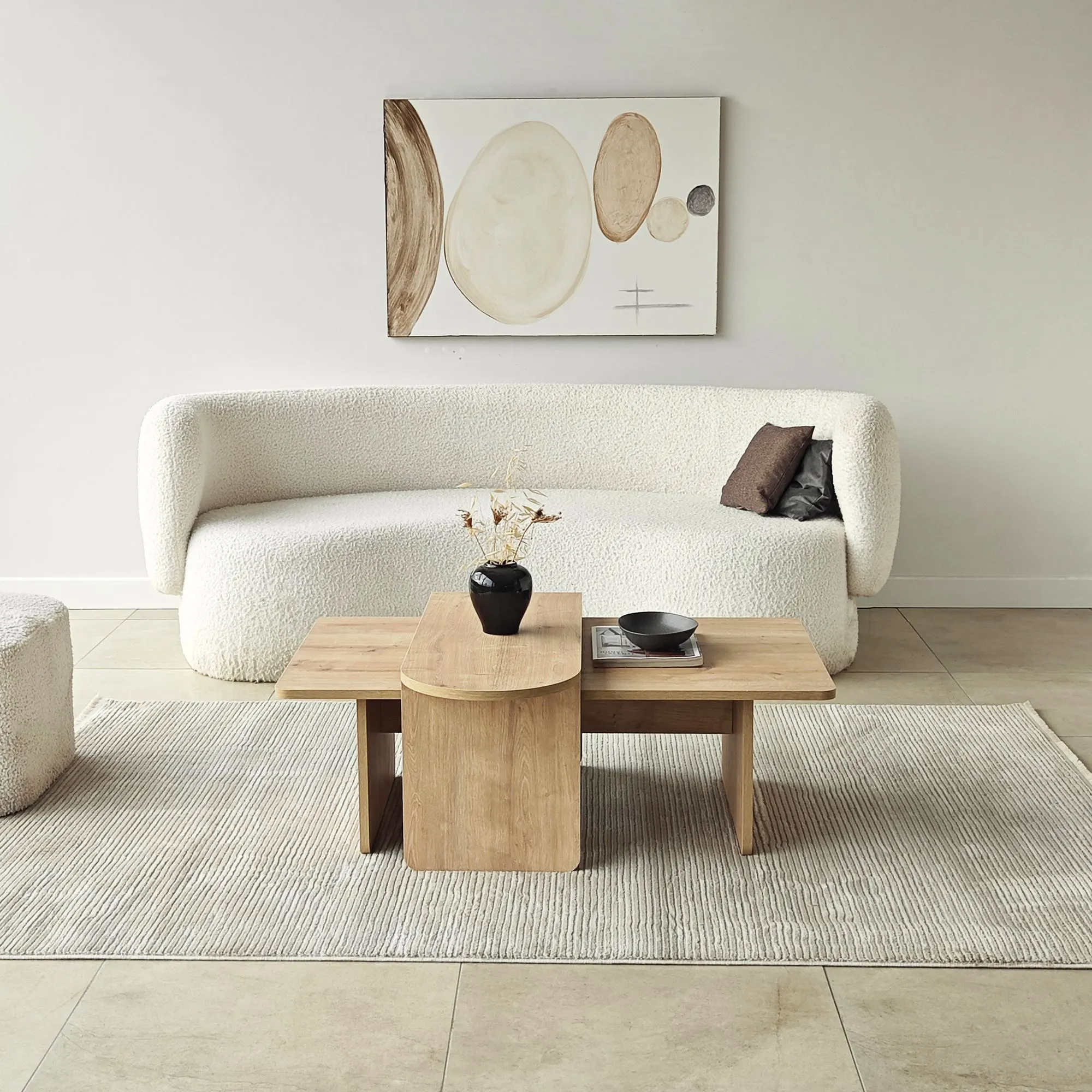 sofa, kremowy, tekstura, stolik kawowy, salon