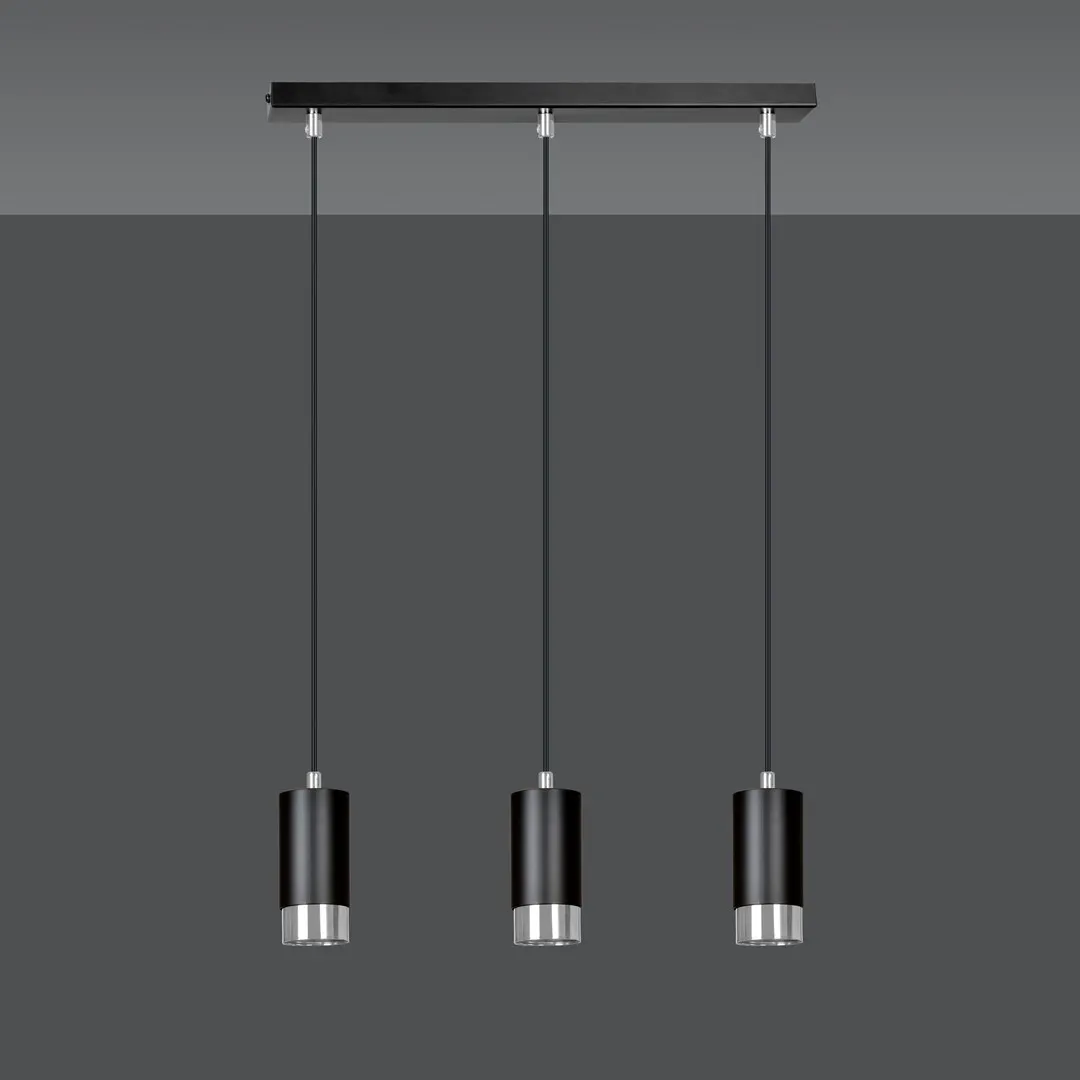 Lampa wisząca FUMIKO (816/3) z regulacją wysokości czarna-chrom — zdjęcie 2