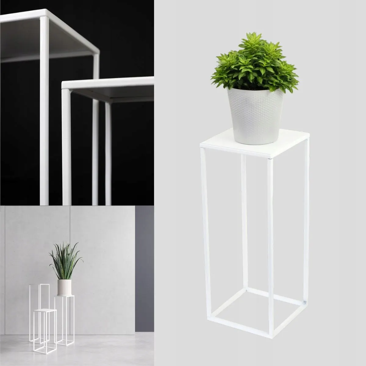 Kwietnik stojący metalowy EVRON S biały - LD_TZ000090