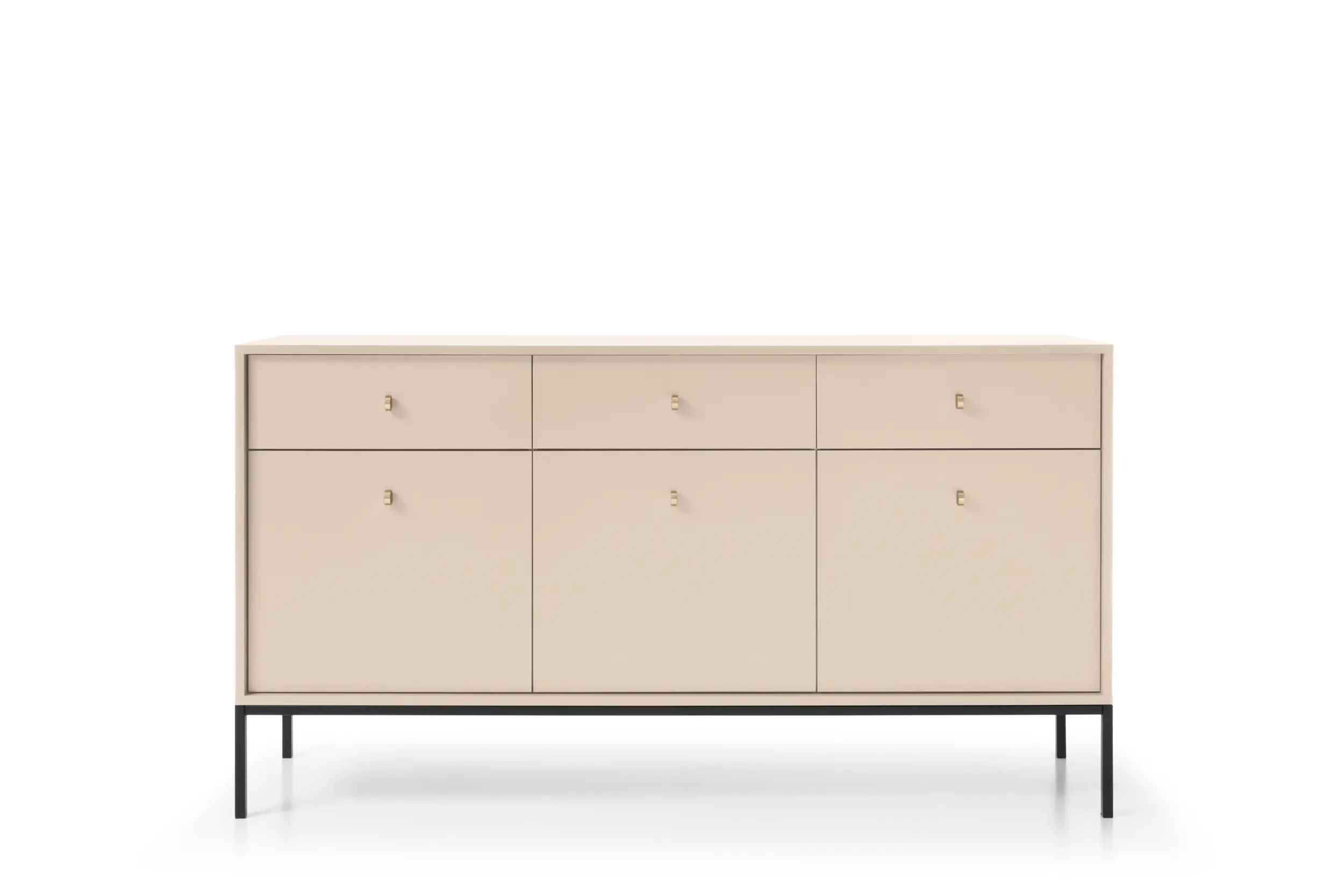 Komoda 3-drzwiowa z 3 szufladami MONO Piaskowy, Czarny - MONO_MKSZ154_PIASKCZ