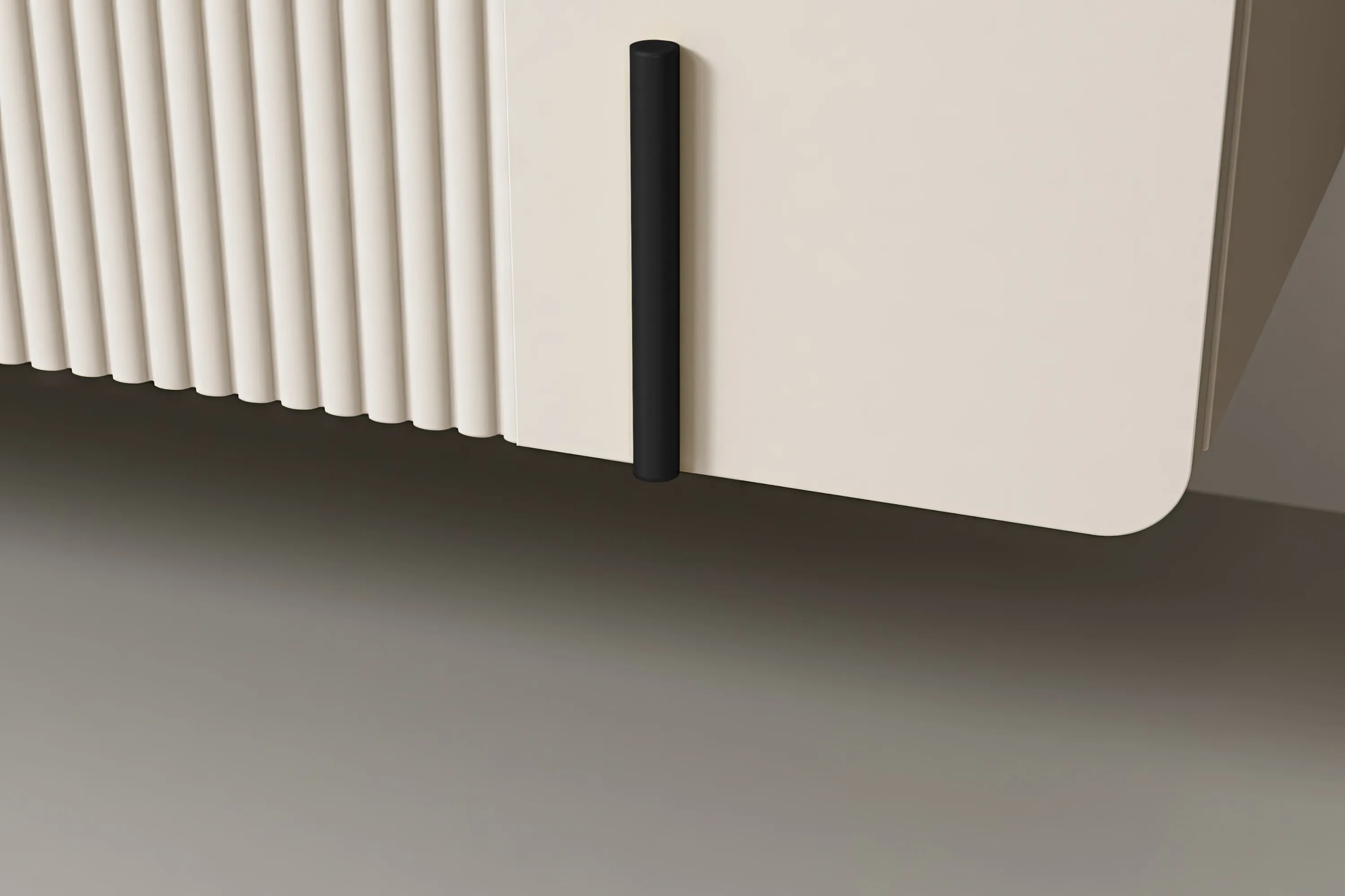 Szafka RTV wisząca MALMI 2-drzwiowa z 1 szufladą 150cm - kaszmirowy - czarny - B_167035