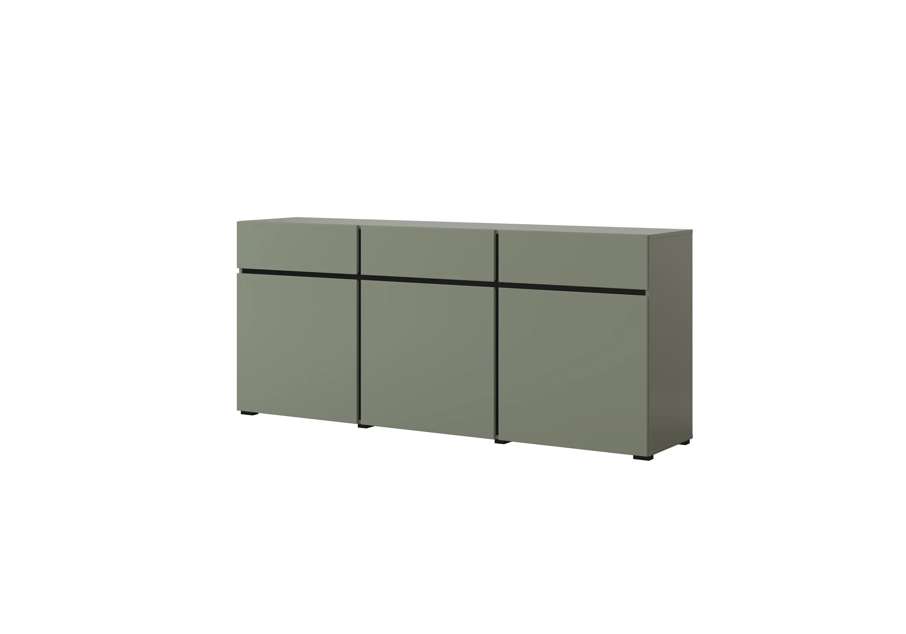 Komoda 3-drzwiowa z szufladami CROSS 180 cm zielona