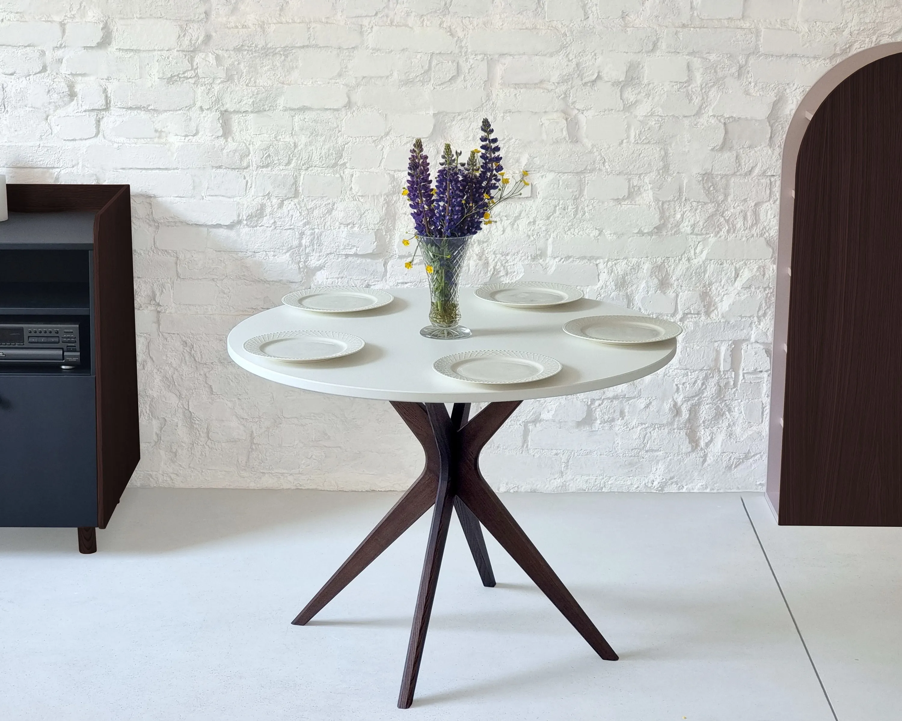 Stół okrągły JUBI BOLD 100cm ciemnoszary dąb - NRGBTJ100_6_OAK