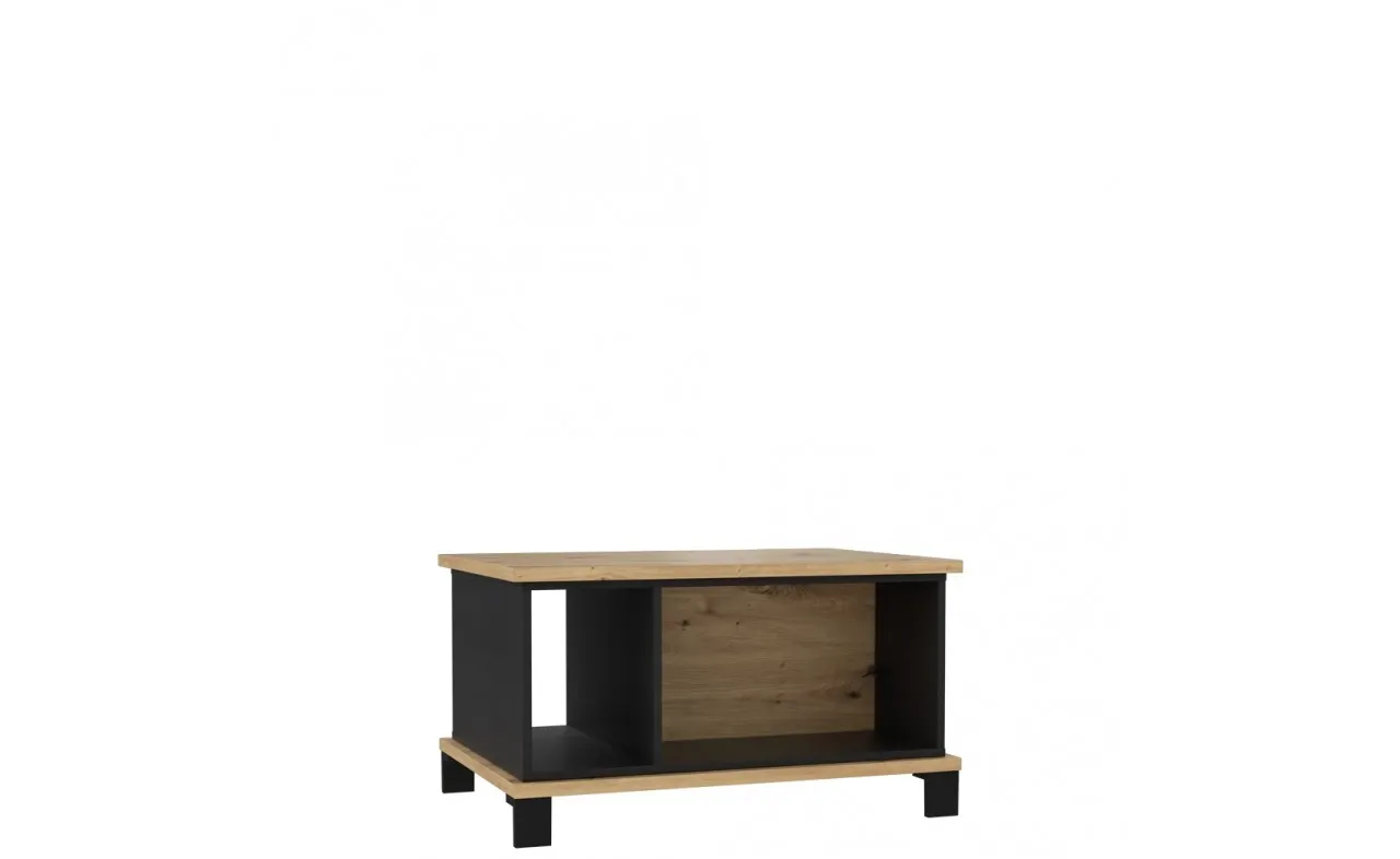 Stolik kawowy z półką TRONDHEIM dąb artisan czarny