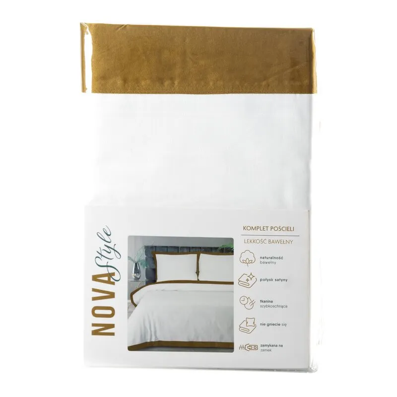 KOMPLET POŚCIELI LAURA 220 X 200 CM BIAŁY ZŁOTY - EU_436173